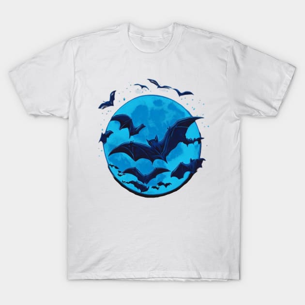 Blue moon bat T-Shirt by Yonfline